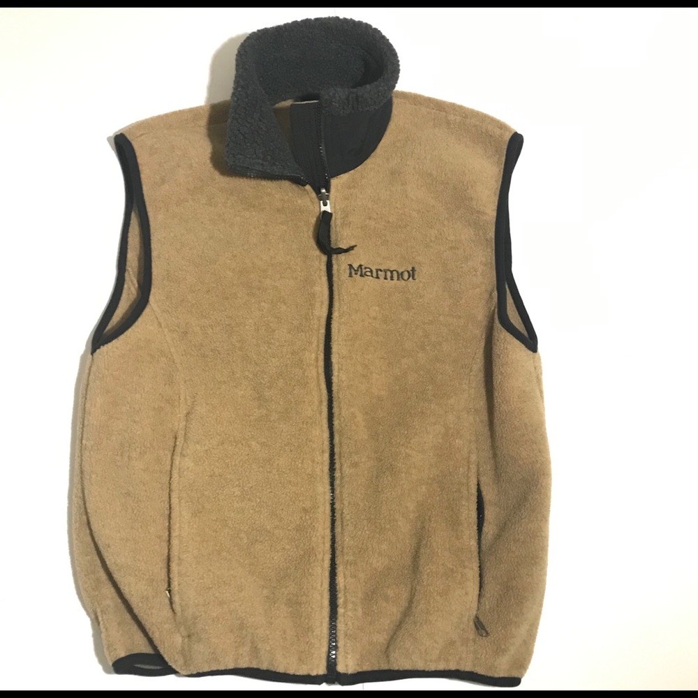 Marmot Polartec Beige Full Zip Outdoor Fleece Vest